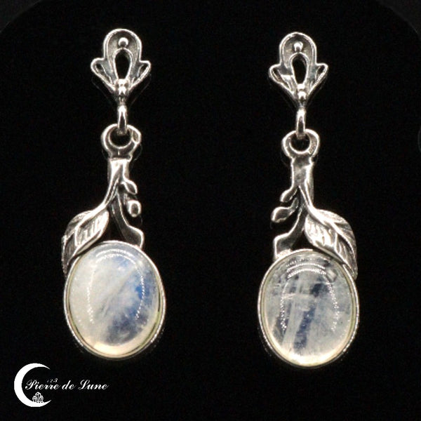 Boucles d'oreilles Pierre de Lune (Pomone) en argent 925