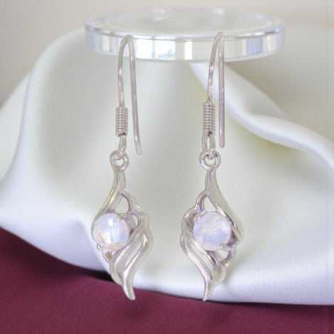 Boucles d'oreilles pierre de lune facettées argent 925 (Odéone)