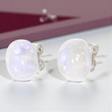 Boucles d'oreilles pierre de lune ovales argent 925 (Précieuse)