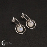 Boucles d'oreilles pierre de lune pendantes argent 925 (Iole)