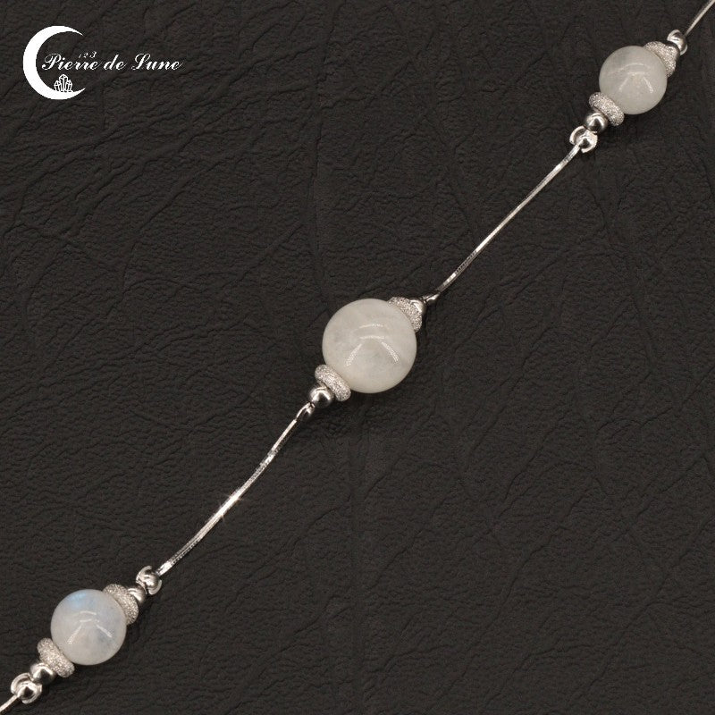 Elégant Bracelet (Acantha) hypoallergénique avec 3 Pierres de Lune de grande taille.