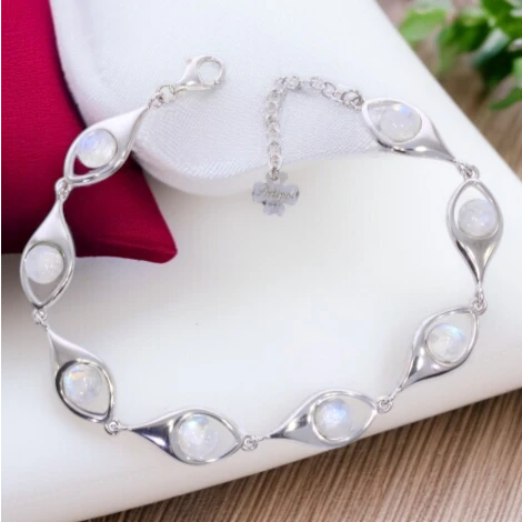 bracelet en pierre de lune véritable et argent 925 pour femme