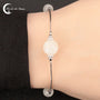 Bracelet Pierre de Lune (Acantha) argent 925 : perle centrale 10mm, latérales 8mm.