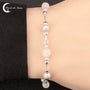 Bracelet Pierre de Lune (Capucine) argent 925 avec 4 perles rondes polies 6mm.