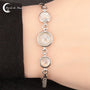 Bracelet Pierre de Lune (Kléio) argent 925 avec 3 cabochons ronds (1x8mm, 2x6mm).