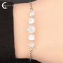 Bracelet Pierre de Lune (Lectra) argent 925 : 5 pierres rondes graduées (6, 5, 4mm) finition cabochon facetté.