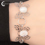 Bracelet Pierre de Lune (Lépidoptère) argent 925 : motif papillon avec 2 cabochons ovales 8x10mm.