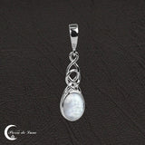 Pendentif ovale Pierre de Lune (Hypatie) en argent massif, bijou élégant pour femme.