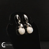 Boucles d'oreilles pierre de lune rondes 10 mm argent 925 (Crystalline)