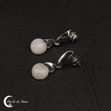 Boucles d'oreilles pierre de lune rondes 10 mm argent 925 (Crystalline)
