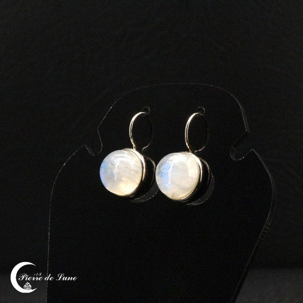 Boucles d'oreilles (Daphné) avec pierre de lune naturelle ronde 10mm