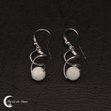Boucles d'oreilles pierre de lune facettées argent 925 (Hélios)