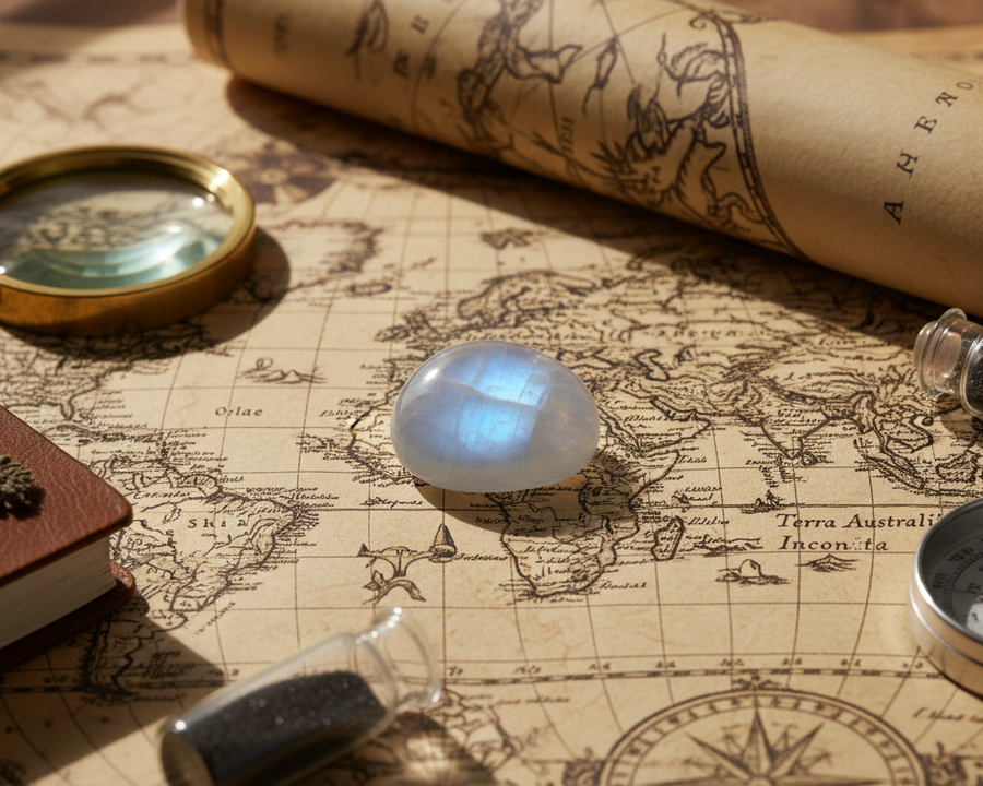 Pierre de lune illustrant l’histoire et l’origine de cette pierre naturelle