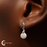Boucles d'oreilles pierre de lune rondes 10 mm argent 925 (Crystalline)
