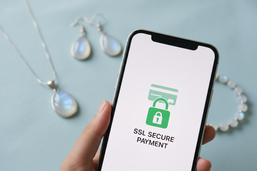 Paiement 100 % sécurisé SSL sur la boutique en ligne 123 Pierre de Lune bijoux pierre de lune