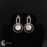 Boucles d'oreilles pierre de lune pendantes argent 925 (Iole)