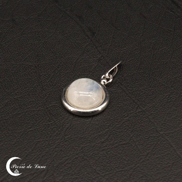 Pendentif cabochon rond (Rhodos) hypoallergénique avec Pierre de Lune 12mm