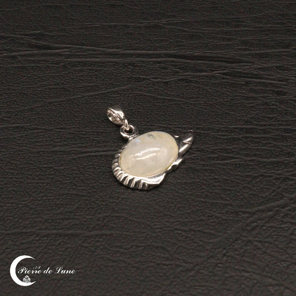 Pendentif femme (Niglo) Pierre de Lune ovale 10x12mm et argent rhodié brillant