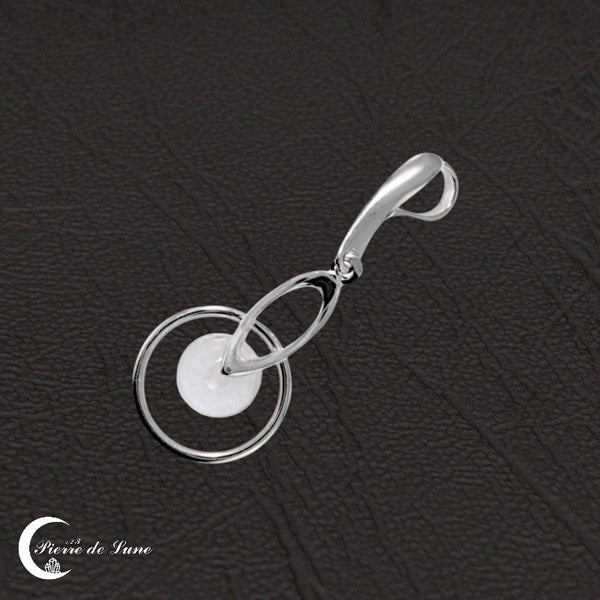 Pendentif Pierre de Lune (Léto) : bijou féminin avec cabochon rond et argent 925.