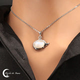 Pendentif Pierre de Lune ovale (Niglo) en argent 925 rhodié, pierre 10x12mm