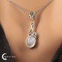 Pendentif en Pierre de Lune (Clymène) avec pierre ovale de 8x10mm sur monture argent 925.