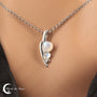 Pendentif Pierre de Lune (Flo) avec duo de pierres rondes 4mm et 6mm, monture argent rhodié.