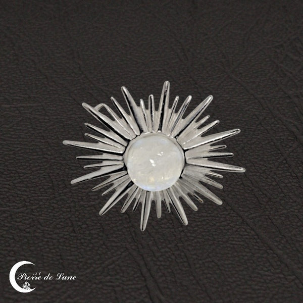 Bijou féminin Pendentif Pierre de Lune (Solarius) en argent véritable 925.