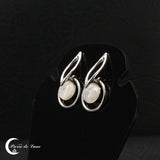 Boucles d'oreilles pierre de lune pendantes argent 925 (Iole)