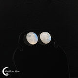 Boucles d'oreilles pierre de lune cabochon 12 mm argent 925 (Lunaria)