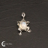 Pendentif pierre de lune cabochon ovale argent 925 (Rainette)