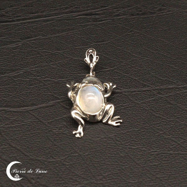 Détail de la monture délicate en argent massif du pendentif (Rainette)