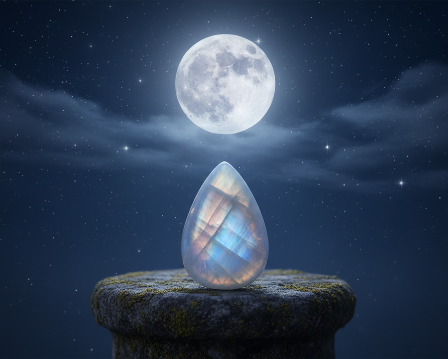 Pierre de lune naturelle illustrant la signification spirituelle et la symbolique de cette pierre