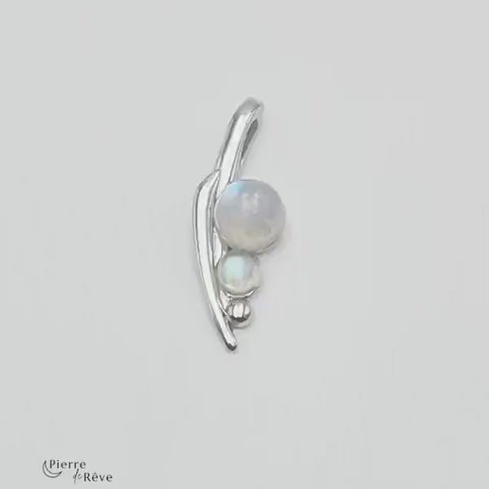pendentif en argent rhodié pour femme et pierre de lune véritable
