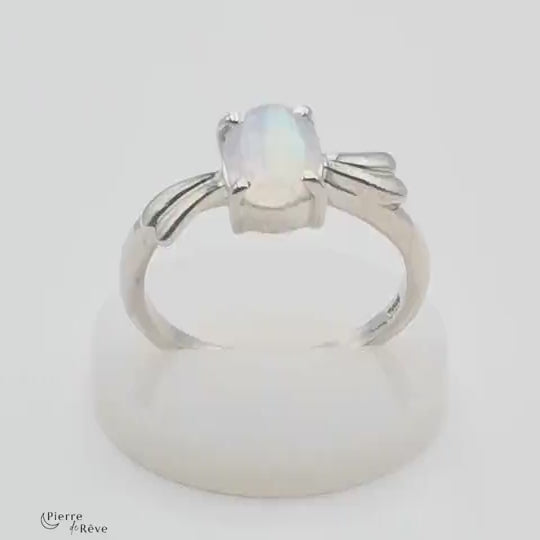 bague en argent 925 et pierre de lune véritable bijoux pour femme