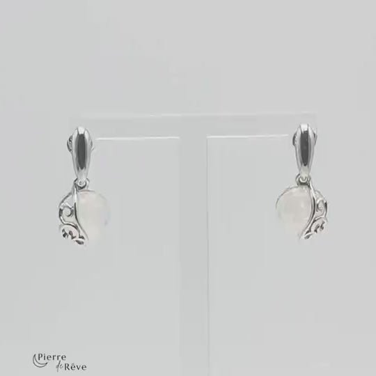 boucles d'oreilles en pierre de lune véritable pour femme en argent 925