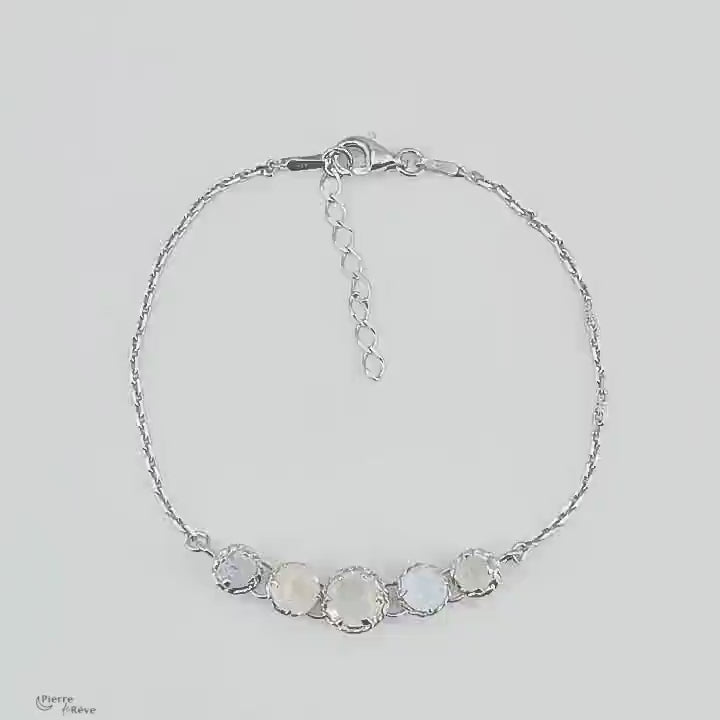 Bracelet Pierre de Lune véritable en Argent - Lectra, bijou lithothérapie