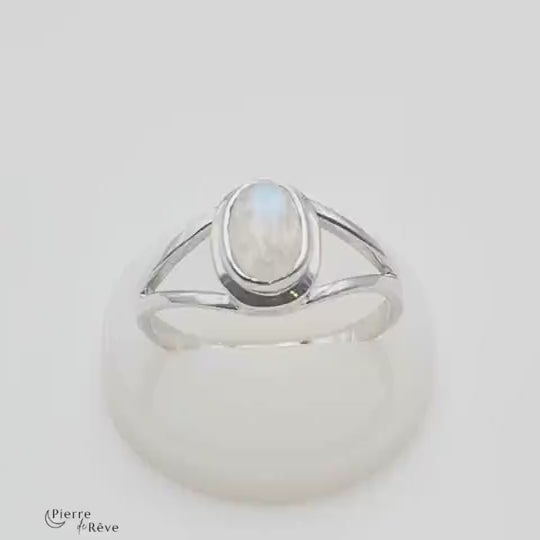 Bague Pierre de Lune pour femme en Argent - Nixe, bijou en pierre naturelle
