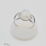 Bague Pierre de Lune arc en ciel en Argent rhodié pour femme - Thalia