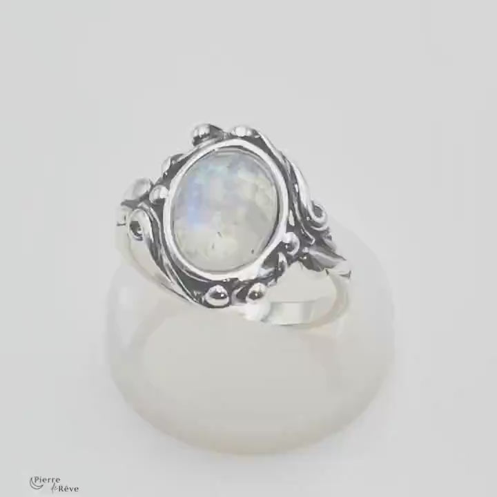Bague Pierre de Lune véritable pour femme en Argent - Pléiade, bijou pierre fine