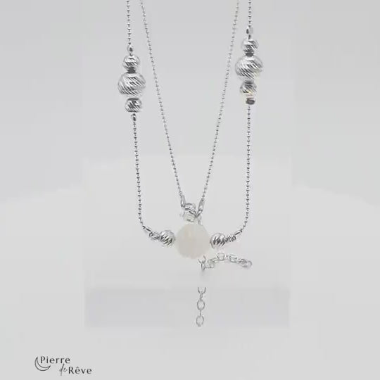 collier pierre de lune véritable naturelle en argent rhodié bijoux pour femme