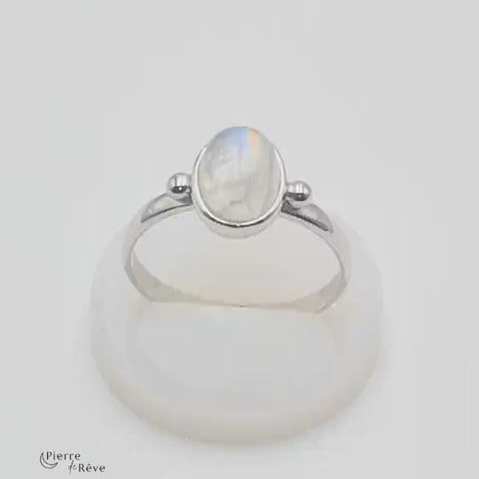 Bague Pierre de Lune blanche en Argent pour femme - Astraé