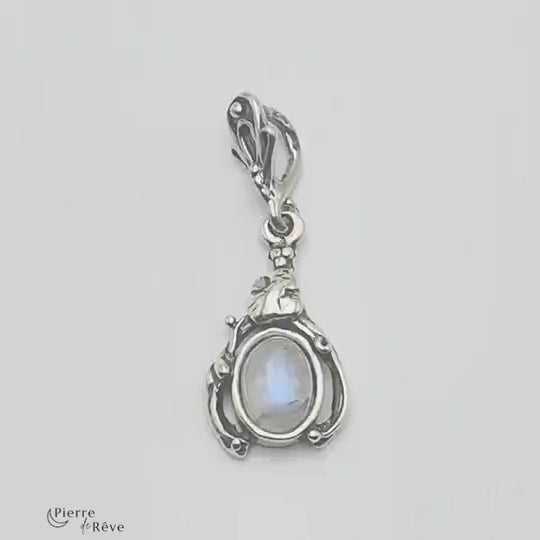 pendentif en pierre de lune véritable arc en ciel bijoux en argent massif pour femme