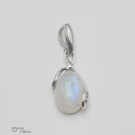 pendentif pierre de lune naturelle et argent rhodié bijoux pour femme