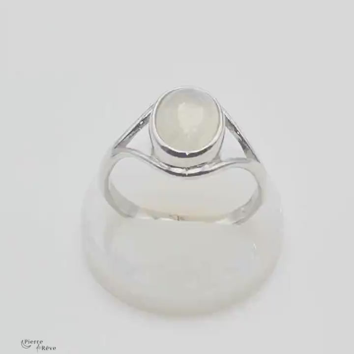 Bague en Argent fin et Pierre de Lune arc en ciel pour femme - Néréide