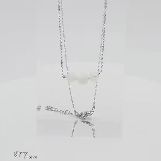 collier en pierre de lune véritable bijoux en argent rhodié pour femme