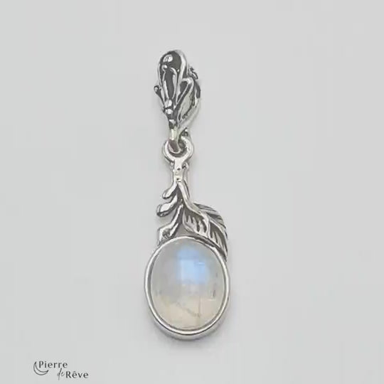 pendentif en pierre de lune véritable blanche bijoux en argent pour femme