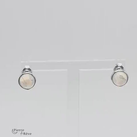 boucles d'oreilles en pierre de lune véritable naturelle en argent rhodié bijoux pour femme