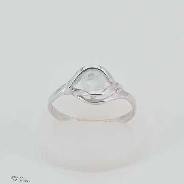 bague en pierre de lune véritable naturelle bijoux en argent rhodié pour femme