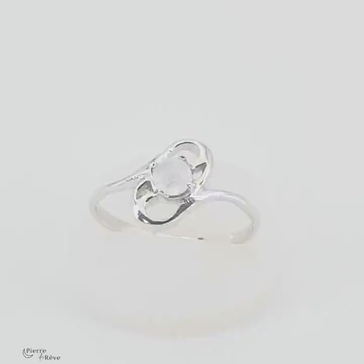 bague en pierre de lune véritable bijoux en argent rhodié pour femme