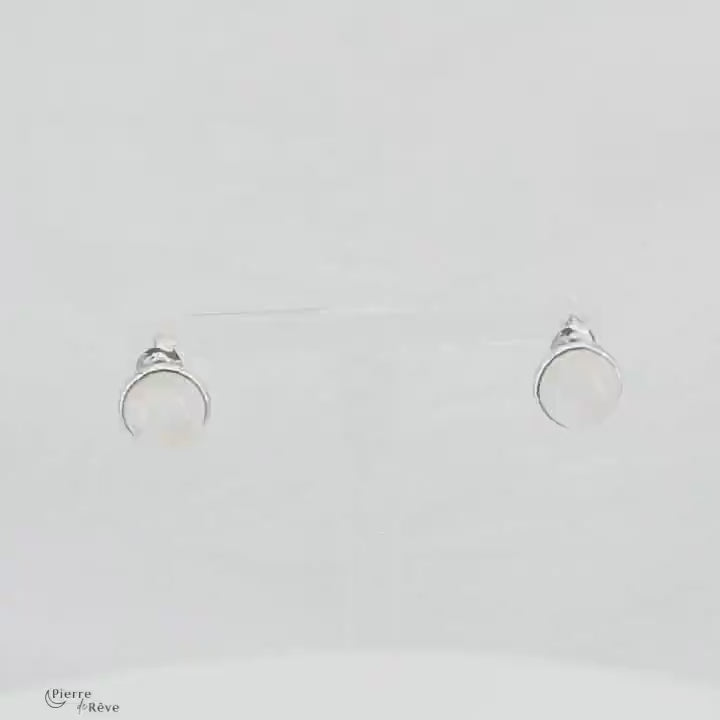 Boucles d'oreilles pierre de lune véritable en argent